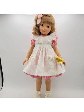 Effanbee American Children GLORIA ANN 19" Doll w Pink Gingham Dress Pinafore COA